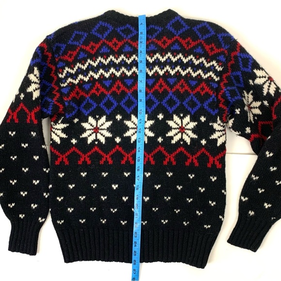 Vintage 80s Eddie Bauer 100% Wool Sweater Fair Isle Ski Men M Black Label Nordic - Picture 12 of 16